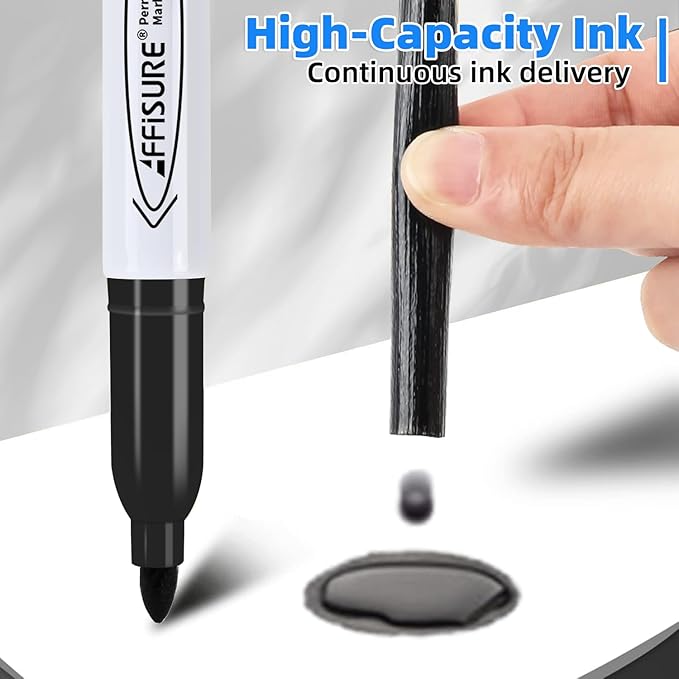 Permanent Markers, Black, Blue, Red, 15 Pack, Fine Point，Assorted Colors Set, Works on Wood, Plastic, Metal, and More, for Adults, Artist, Teacher, Kids