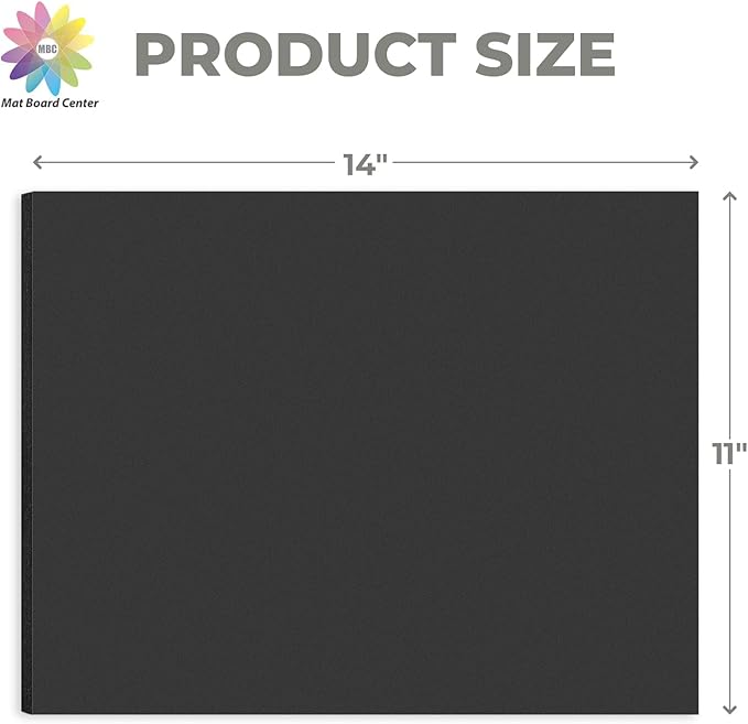 Mat Board Center, Pack of 5, 11x14 Foam Boards Acid Free Black Foam Core Boards for Mounting, Crafts, Display, Presentation and Projects, 3/16" Thick