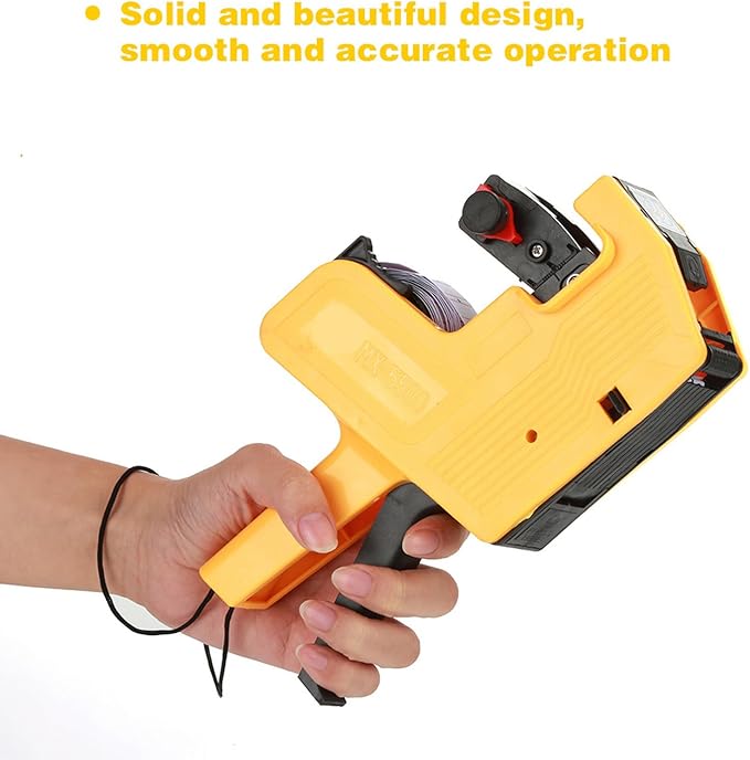Marhynchus Price Tag Gun, 8 Digits Price Tag Gun Retail Pricing Labeller Kit Labeler with Label Rolls and Spare Ink (Yellow)