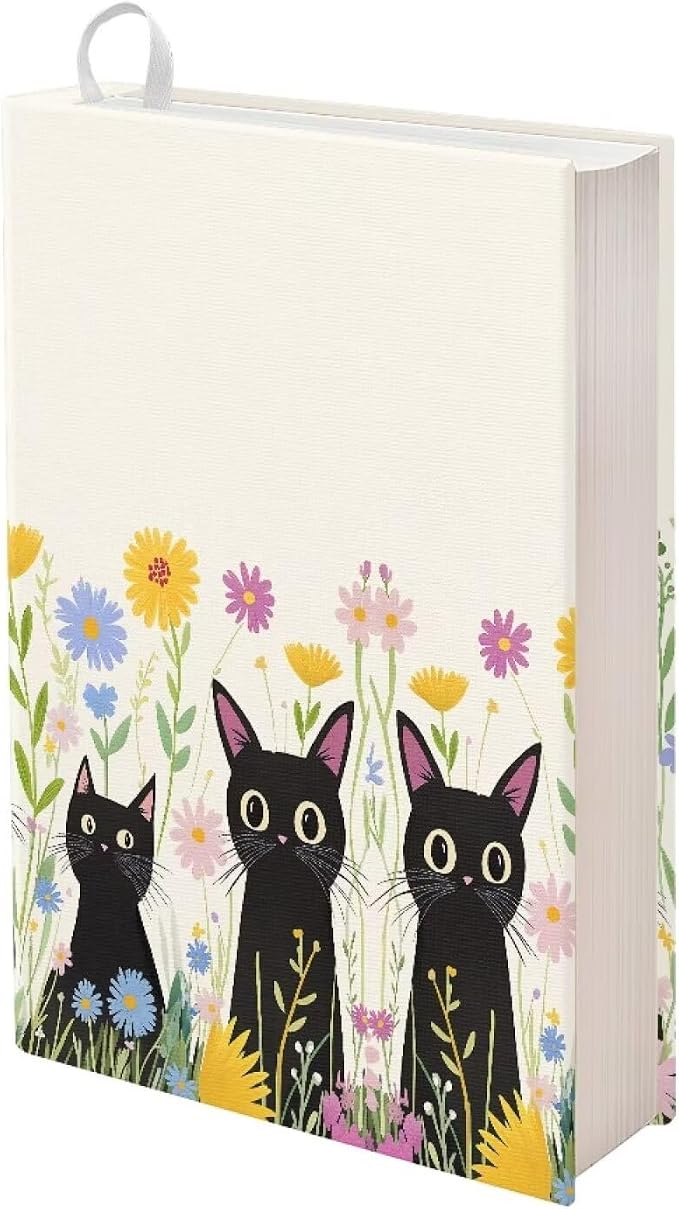 Dreaweet Black Cat Book Covers for Women Kids Book Sleeve Stretchable Book Cover for Hardcover,Paperback Book Sox 9" X 11" School Book Protector Pouch