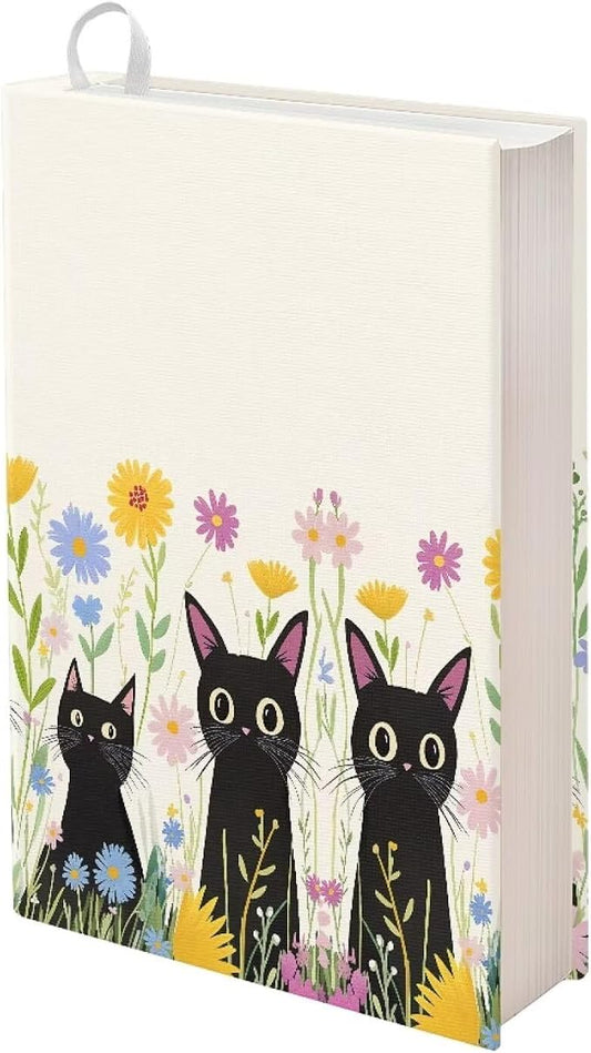 Dreaweet Black Cat Book Covers for Women Kids Book Sleeve Stretchable Book Cover for Hardcover,Paperback Book Sox 9" X 11" School Book Protector Pouch