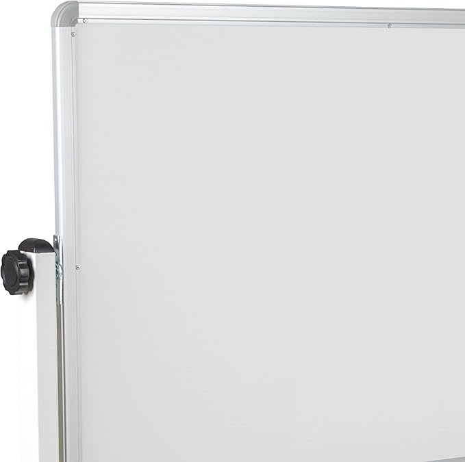 BizChair Reversible Mobile Cork Bulletin Board and White Board with Pen Tray, 53"W x 59"H