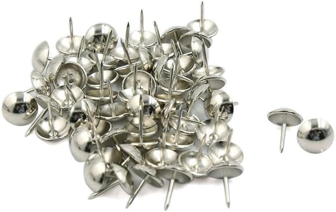 50Pcs Silver Pushpins Metal Thumb Tacks Round Head Nail Pins Map for Home Use and Tacks,Tape, Adhesives and Fasteners Office and School Supplies