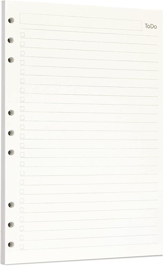 Zelten 1 Pack B5 45 Sheets/90 Pages Todo Loose Leaf Punched Paper Refills Paper for 9 Hole Binder Personal Organizer Diary Notebook Refillable Planner