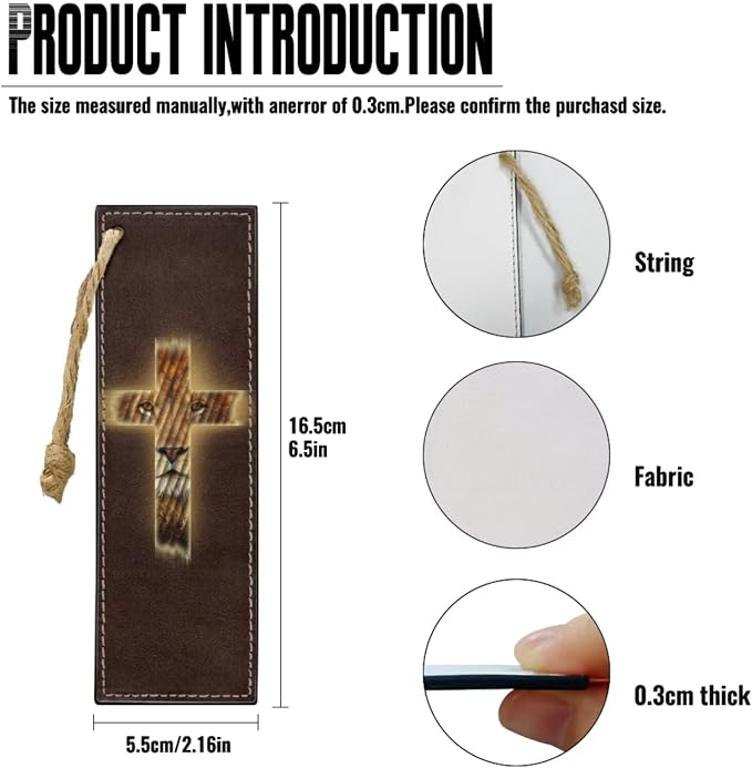 Vintage Religious Cross and Lion Bible Case with Bookmark Waterproof Bible Cover Case for Women Lightweight Bible Bag with Handle Pockets Church Book Bag Brown