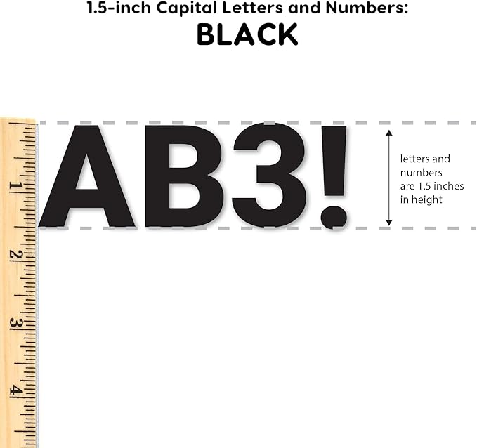 FreshCut Crafts 636 Pcs 1.5 in. Black Bulletin Board Letters & Numbers, Capital Alphabet Letters, Numbers, Punctuation, US Made Card Stock Punch Out Letters for Posters, Bulletin Boards, Classroom