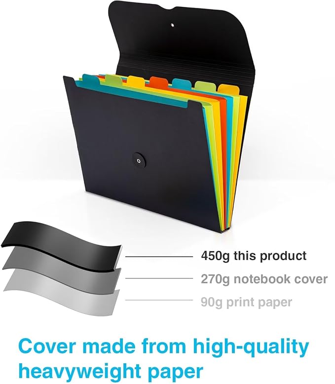 Expanding File Folder Accordion Plastic Free 7 Pocket Rainbow Divider Expandable Folders Organizer Black