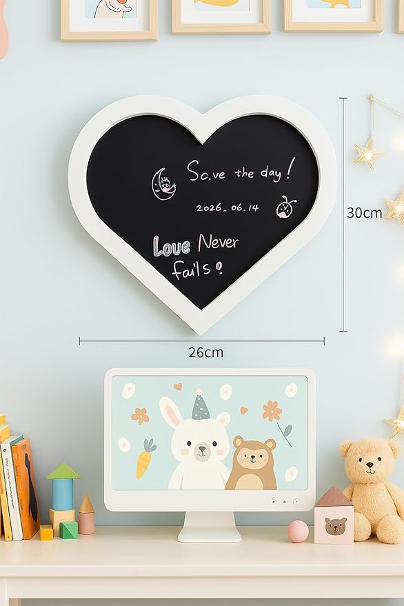 Heart-Shaped Magnetic Chalkboard, 10.2"x11.8" Small (White)