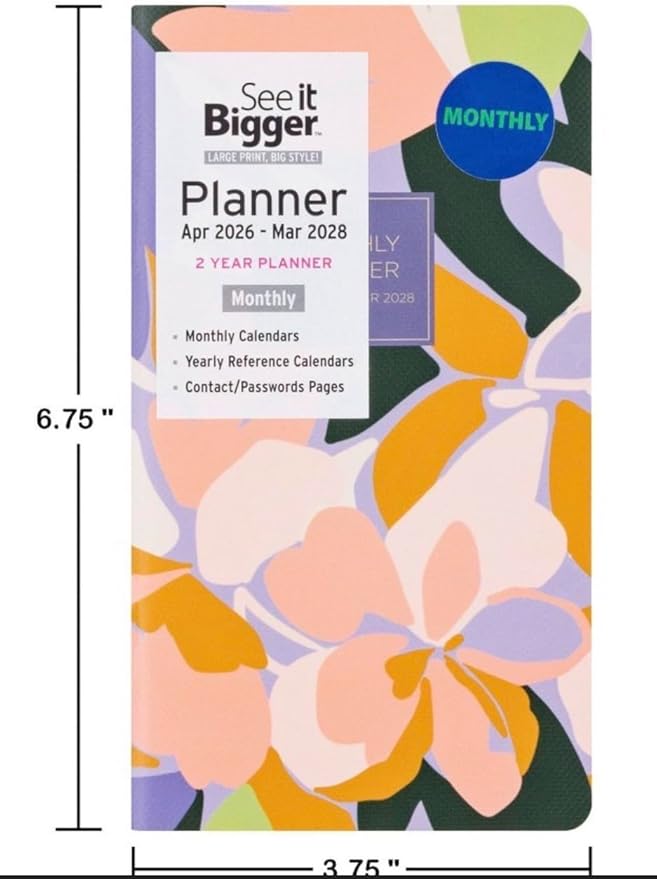 PlanAhead See It Bigger April 2026. - June 2028 Monthly POCKET 2 Years Planner, and 6 in - 1 Colorful Ballpoint Pen from TheBeliver LLC (Size 6.75 x 3.75)