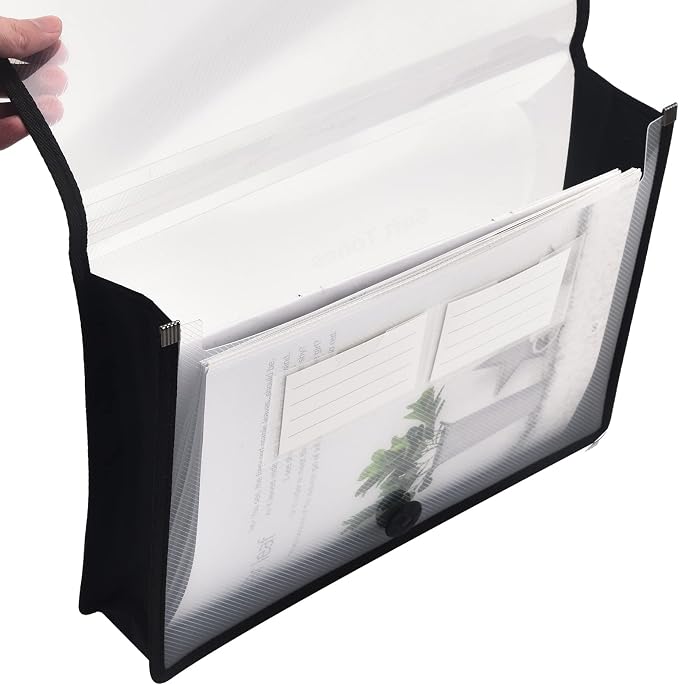 Expanding File Folder Document Organizer with Elastic Cord & Button Closure, Letter Size, 2.8" Expansion, Letter A4 Expandable File Folder for Home School Office Organization, 5 Pack