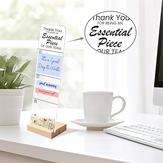 Sticky Note Holder Acrylic Monitor Memo Board Desk Organizers and Accessories Desk Decor Post It Note Holder with 200Pcs Sticky Notes Team Appreciation Thank You Office Desk Sign