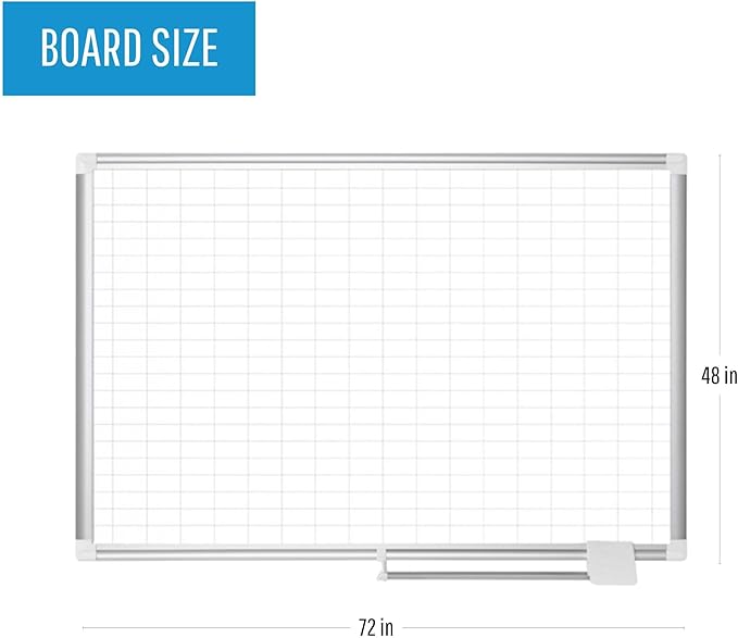 MasterVision Magnetic Gold Ultra Grid Planner with Aluminum Frame and Accessories Kit, 48" x 72" (MA2792830A)
