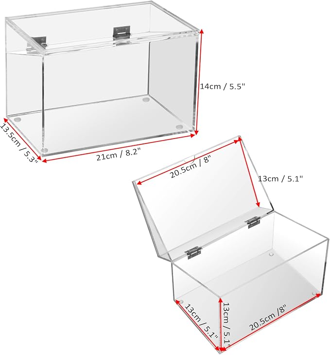 BTSKY Clear Acrylic 5 x 8 inch Index Card Box with Sign Lid - Index Card Holder Notecard Box Recipe Card Box Plastic Storage Organizer for Filling Index Cards, Note Cards, Flashcards, Recipes