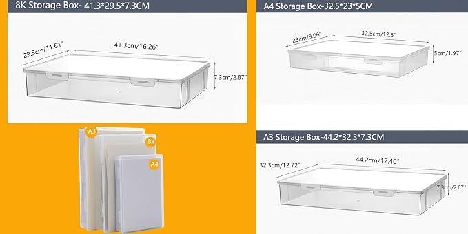 Clear Plastic File Storage Boxes with Lids for Files,Stackable File Box,File Portable Paper Case,Containers for Organizing Paper, Letters, Documents, Art Supplies (Clear-8K for one)