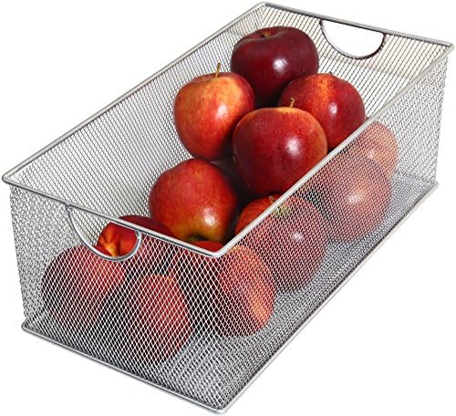 YBM Home 2320-3 Set of 3 Mesh Storage Boxes, Silver Mesh