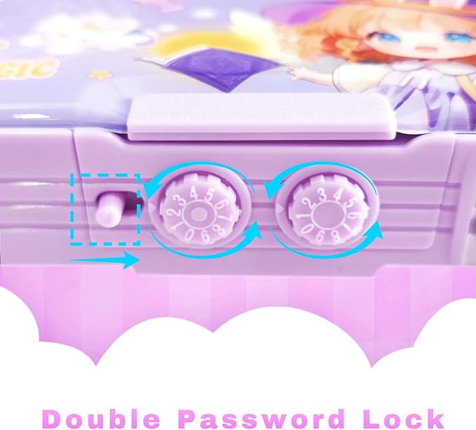 【2Pack】Pop Up Multifunction Pencil Case for Girls and Boys, Cute Cartoon Pen Box Organizer Stationery with Lock, Sharpener, Schedule, Whiteboard, School Supplies, Best Gifts for Kids(Purple+Rocket)