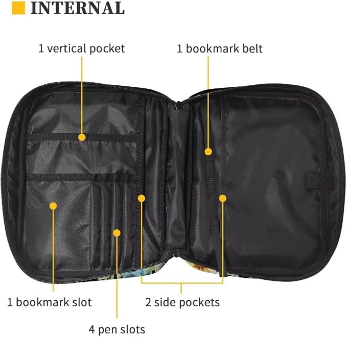 Coldinair Sunflower Bible Cover for Women Girls Butterfly Bible Case Scripture Study Carrying Book Cover Church Bag Protective with Handle and Zippered Pocket