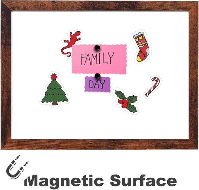 Dry Erase White Board for Wall, Magnetic Whiteboard, Hanging Board for Decoration/Planning/Drawing/Memo,for Office/School/Home11.8" x 15.7"-Walnut Brown