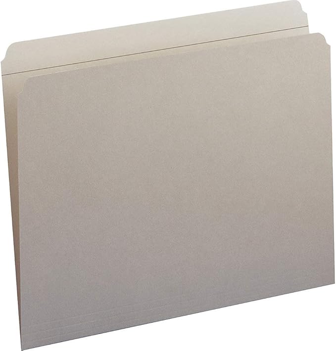 Smead File Folder, Reinforced Straight-Cut Tab, Letter Size, Gray, 100 per Box (12310)