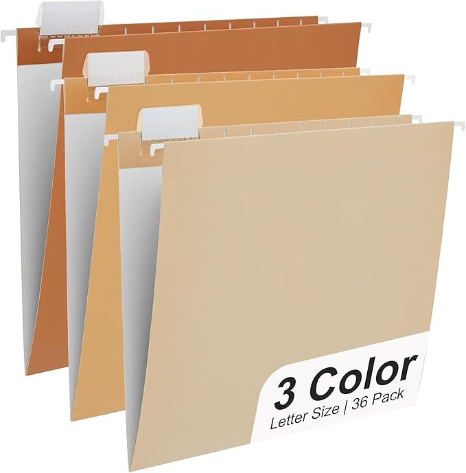 Y YOMA 36 Pack Gradient Hanging File Folders Letter Size Decorative Hanging Folder Pretty File Folder Organizer for Filing Cabinet Office Home with 1/5-Cut Adjustable Tabs, Sunny Orange