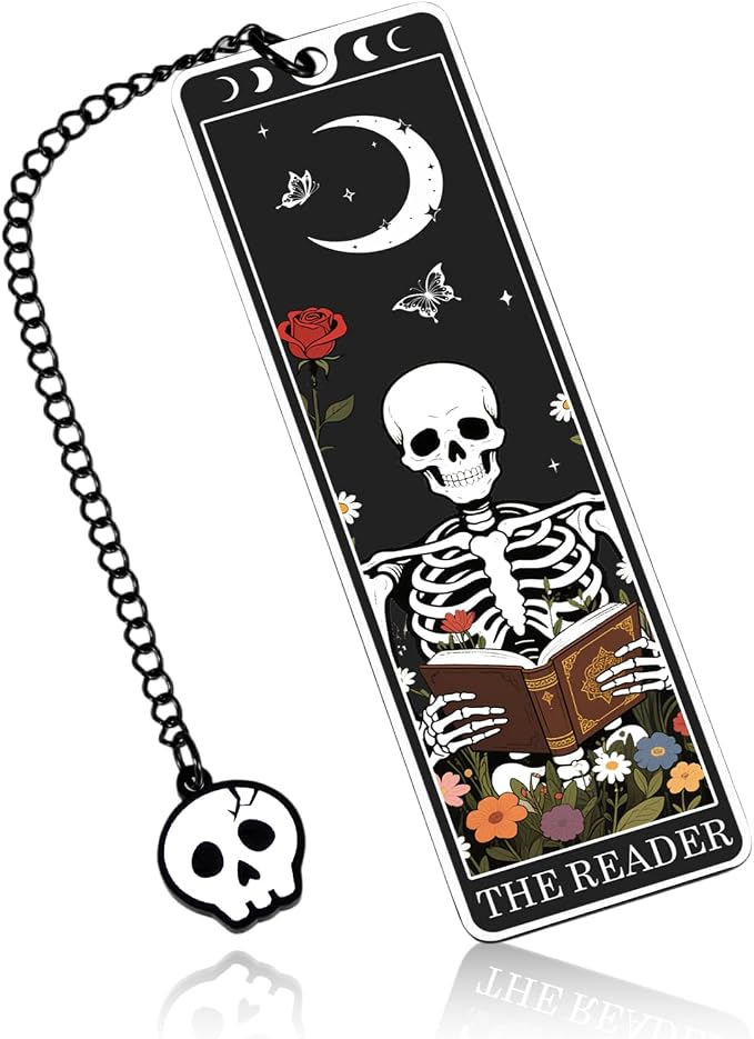 Funny Book Marks for Reading Women Men - Spooky Christmas Stocking Stuffers Dark Romance Bookmark, Horror Wicked Bookmarks for Book Lovers, Skeleton Gifts Gothic Accessories Cool Metal Bookmarks