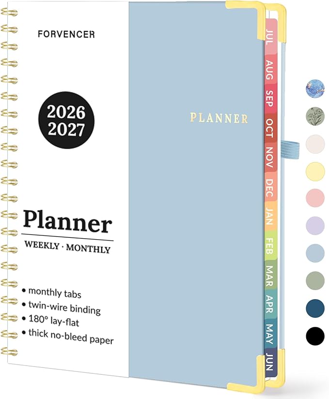 Forvencer Academic Planner 2026-2027, July 2026-June 2027 Weekly & Monthly Hardcover Calendar Planner, 8.5" X 11", Daily Agenda Book, School Office Notebook College Teacher Student Organizer A4, Blue