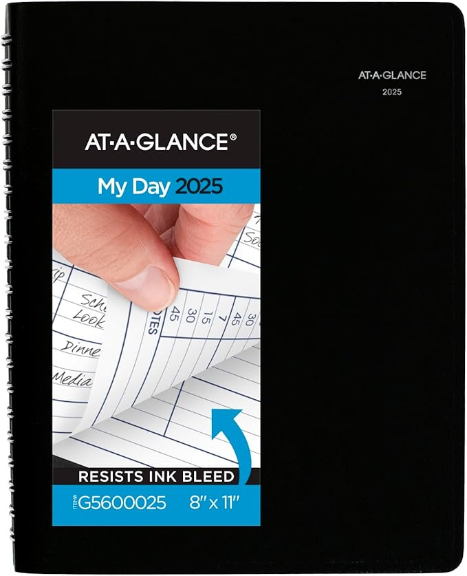 AT-A-GLANCE 2025 Appointment Book Planner, Daily, Four Person Group Planner, 8" x 11", Large, Quarter-Hourly, DayMinder, Black (G5600025)