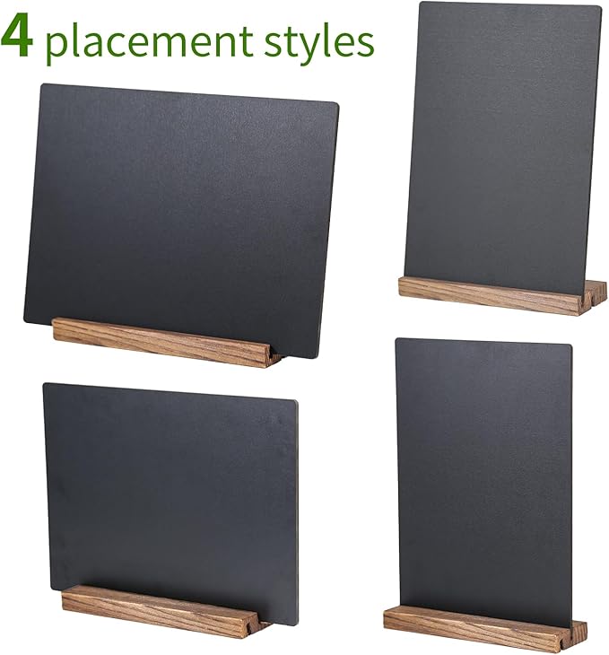 8.6x11.7 Chalkboard Signs with Base for Tabletop Decor Double Sided, Mini Chalkboard for Restaurant Food Menu, Message Board, Wedding Party (1 Pack, L/T 2-Slot)