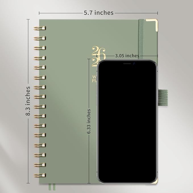 Academic Planner 2026-2027, Weekly and Monthly, A5 Size (5.7" x 8.3"), July 2026 - June 2027, Agenda 2026-2027 for Tracking, for School, Home, Office, Hardcover, 12-Month Tabs (Light Green)
