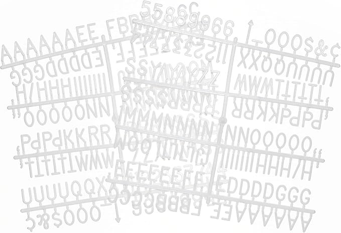 3/4 Inch Letters for Felt Letter Boards, 294 Pieces Including Characters, Numbers & Symbols for Changeable Plastic Message Boards (White)