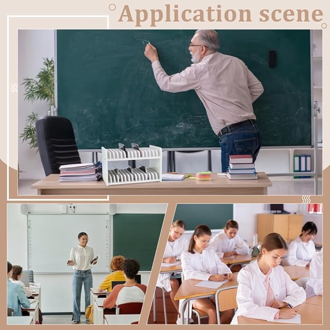 UNICRAFTALE Classroom Cells Phone Holder 30-Grid Wooden Cell Phone Storage Box Desktop Organizer Storage Box Adjustable Wooden Multiple Cell Phones Rack for Classroom Office