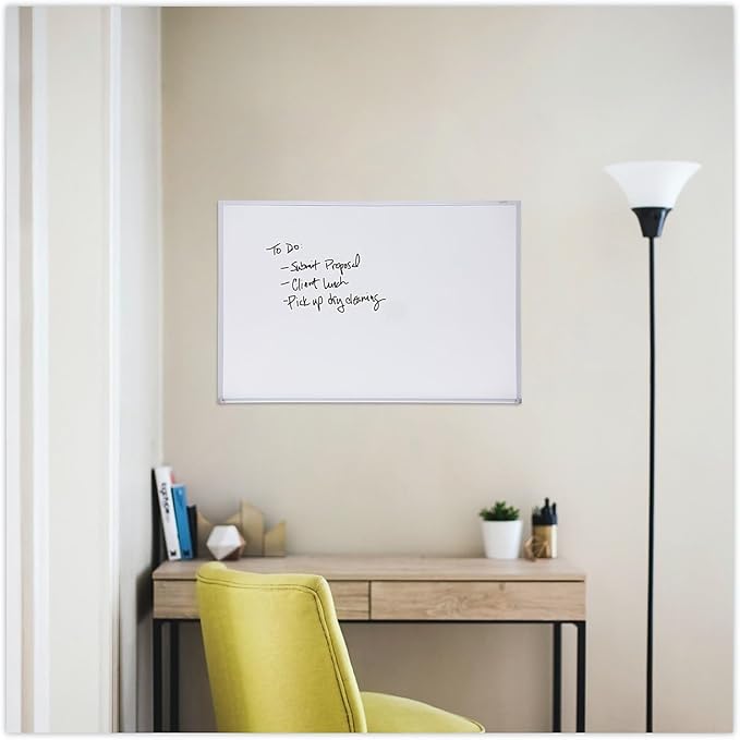 Universal 43623 Dry-Erase Board, Melamine, 36 x 24, Satin Aluminum Frame