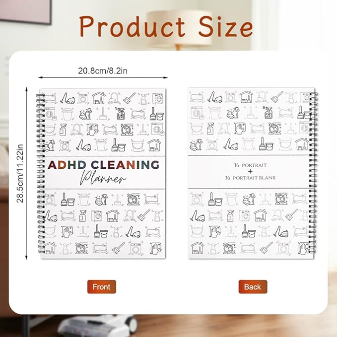 ADHD Cleaning Planner for Adults & Teens – Undated Daily Weekly Monthly Yearly Cleaning Schedule and Checklist Organizer with Chore Chart, Habit Tracker, and DIY Home Improvement Templates