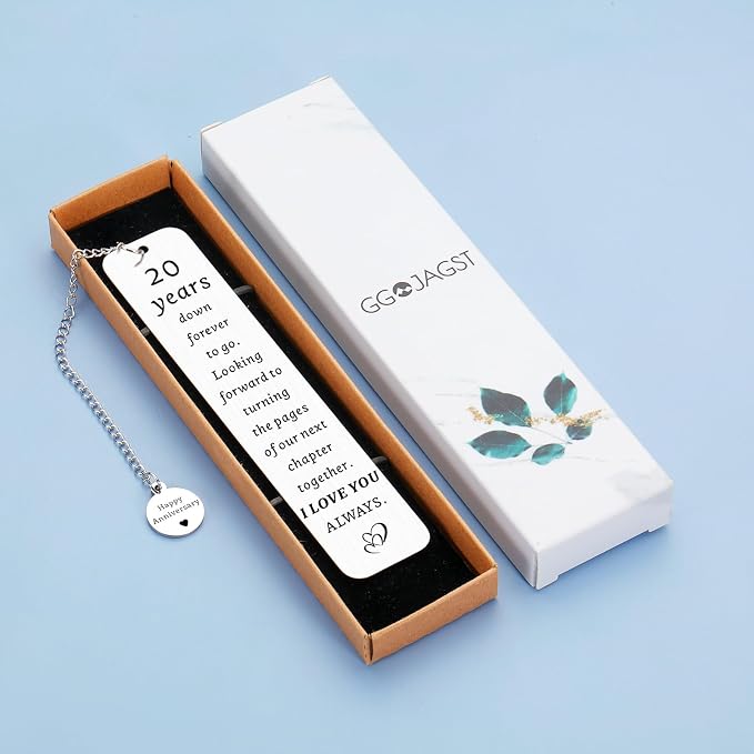 20th Anniversary, Gifts for Couple Him Her 20 Year Wedding China Anniversary Bookmark for Wife Husband or Parents - Twenty Anniv. for Women Men Platinum Anniversarys Marriage Presents for Men