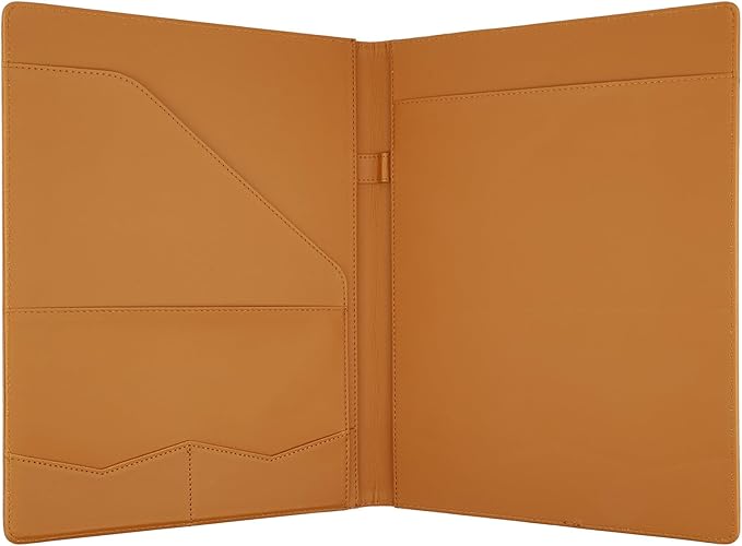 MOWPOG Professional Padfolio Portfolio Binder, Faux Leather Interview Resume Folder, Letter Size A4 Legal Writing Pad Holder, Document Organizer for Business School Office Conference (Brown)