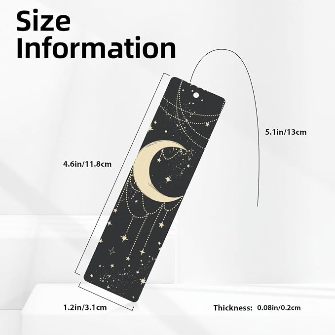 Boho Moon 5pcs Wood Bookmarks with Tassel for Planner Reading Book Lovers Accessory Readers Men Women 4.6 X 1.2 Inch