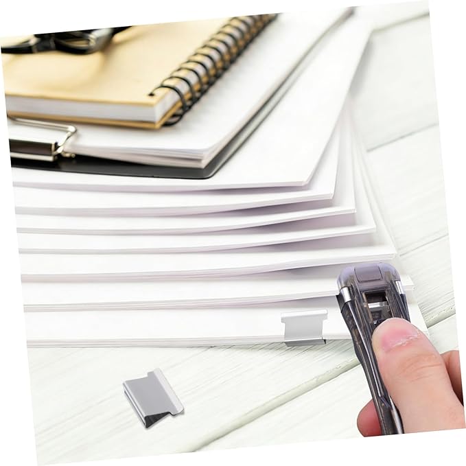 Refillable Clip Stapler Reusable File Stapler with 200pcs Refill Clips Document Clamp for Office and School Binding