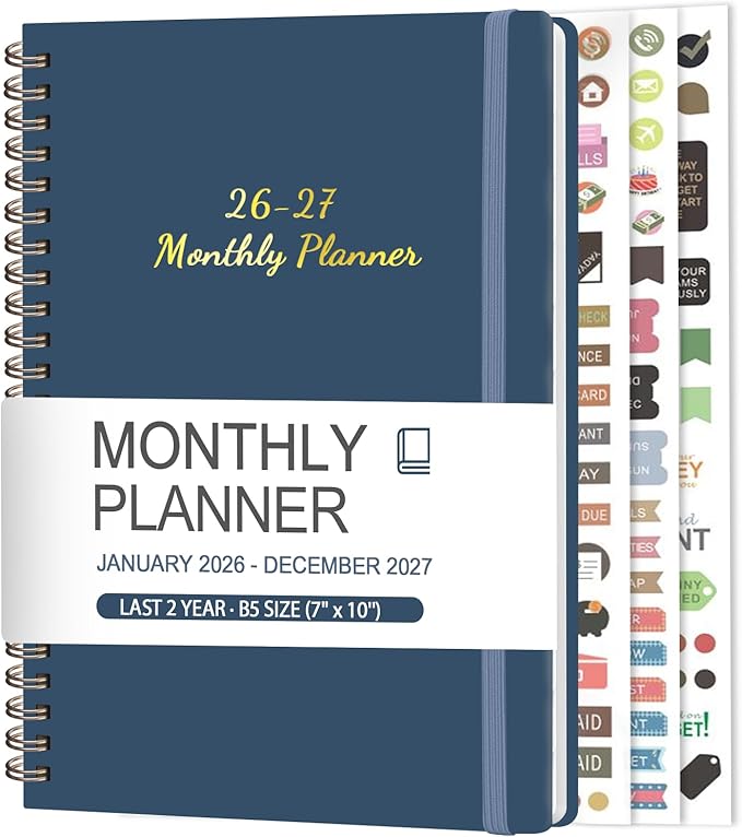 Monthly Planner 2026-2027, 2 Year Calendar 2026-2027 (Jan 2026 - Dec 2027), 7" x 10", 26-27 Monthly Calendar Planner, 24-Month Planning Book for Home School Office Supplies
