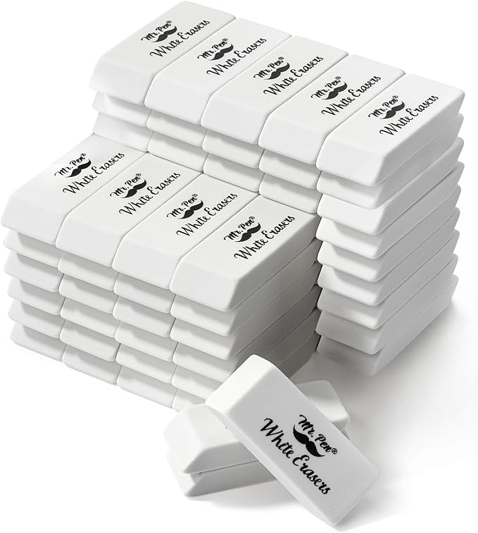 Mr. Pen- White Pencil Eraser, 72 Pack, Large Latex Free Block Erasers Bulk for School, Office, Art Sketching, Homework, Exams, Clean Smudge-Free Correction