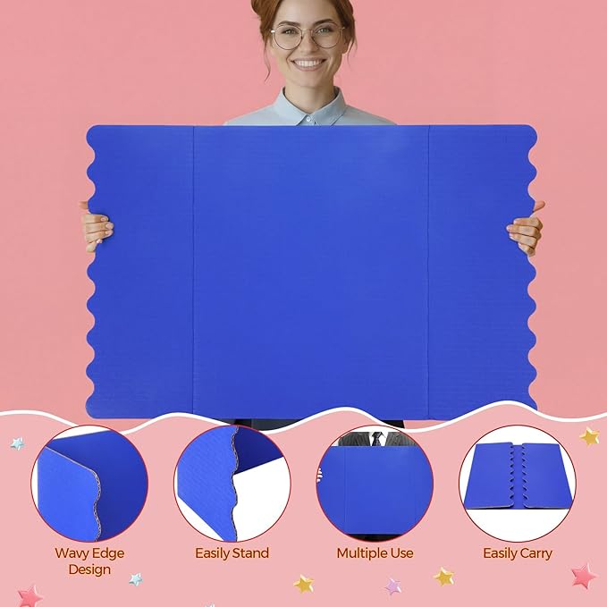 Mooliwe 4 Pack 21" x 14" Trifold Poster Board Tri Fold Poster Boards Foldable Corrugated Business Presentation Display Paper Boards for Science Fair Events, School Projects, Exhibitions(Rainbow)