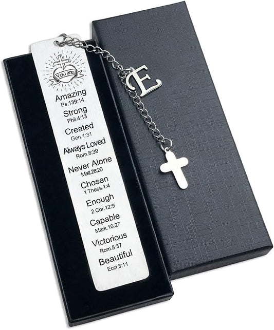 Bible Bookmark for Women Book Lovers Sister Christian Book Marker Gifts for Reader Teens Girls Baptism Birthday Christmas Gift for Coworker Students Bookish Easter Gifts (Silver-E)