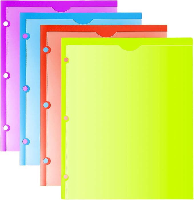 Heavy Duty 4 Pocket Folders 4-Pack, Plastic Folders with Clear Front Pocket, 2 Horizontal Pockets and 2 Vertical Pockets for Letter Size Paper, Assorted Colors, School Office Supplies