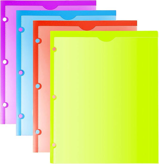 Heavy Duty 4 Pocket Folders 4-Pack, Plastic Folders with Clear Front Pocket, 2 Horizontal Pockets and 2 Vertical Pockets for Letter Size Paper, Assorted Colors, School Office Supplies