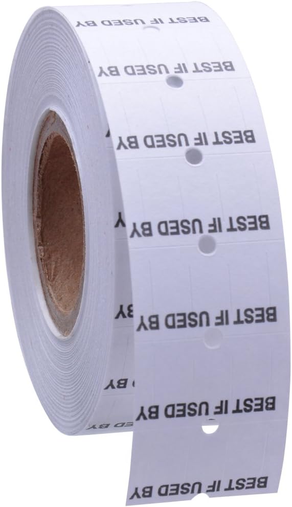 White with Black "Best If Used by" Labels to fit Avery Dennison®/ Sato® M1 "Mighty One" Price Guns 16 Pack (Free Ink roll Included)