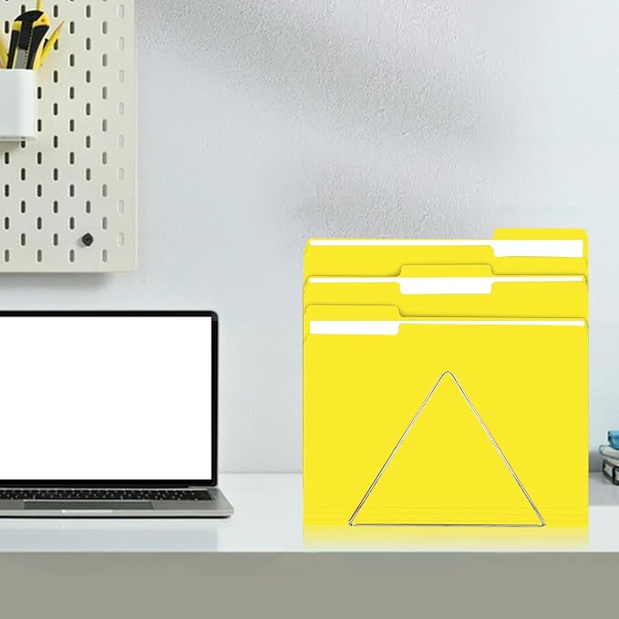 RAZCC File Folders, 100-Pack, 1/3 Cut, Letter Size, Yellow, Great for Organizing and Easy File Storage