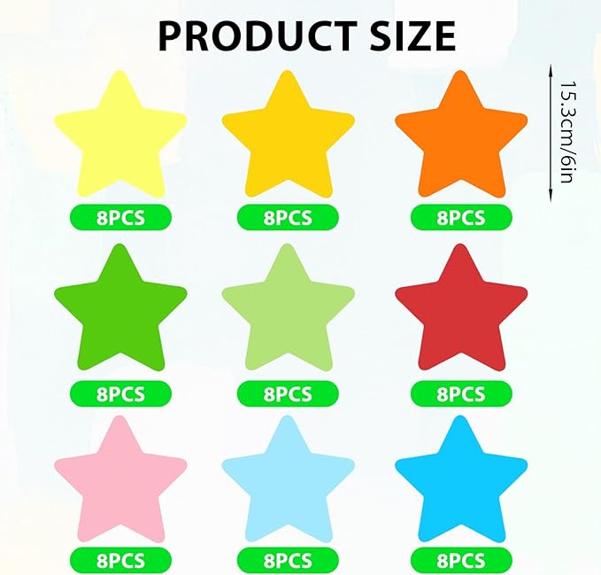 72 Pieces Color Star Cutouts for Bulletin Board, 6 Inches Large Paper Star Stickers Confetti Star Cut Outs for Bulletin Board Classroom Wall Party Decoration Supply (9 Colors)