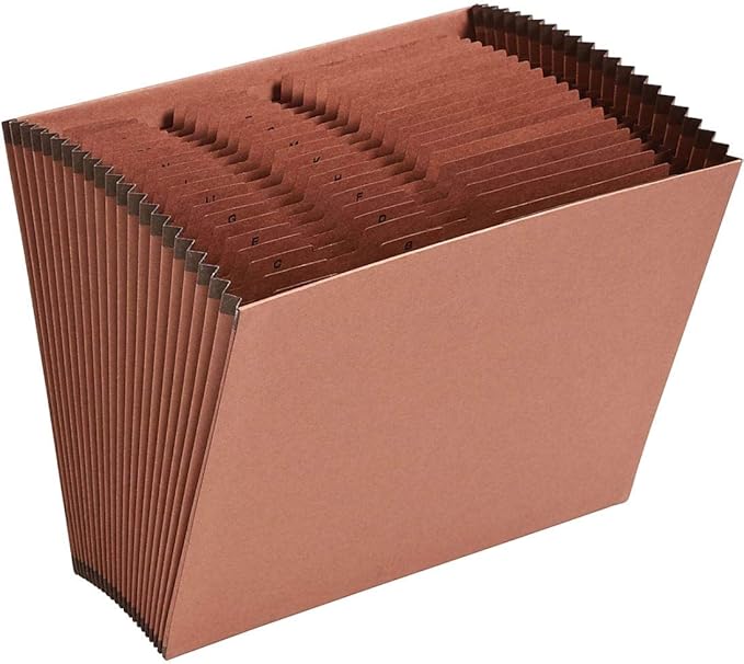 1InTheOffice Expandable Files Folders, Accordion File Folder Letter Size, Alphabetical File Organizer, 21-Pocket, A-Z Index, Brown