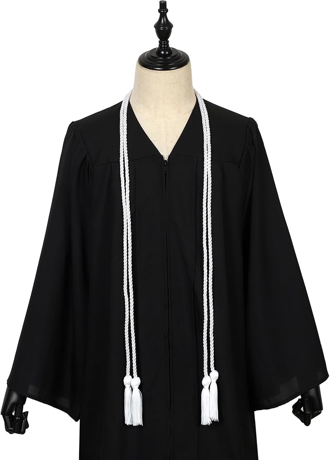 Graduation Double Honor Cords with Tassels Braided Academic Ropes for High School College Ceremony 68 Inch (White)