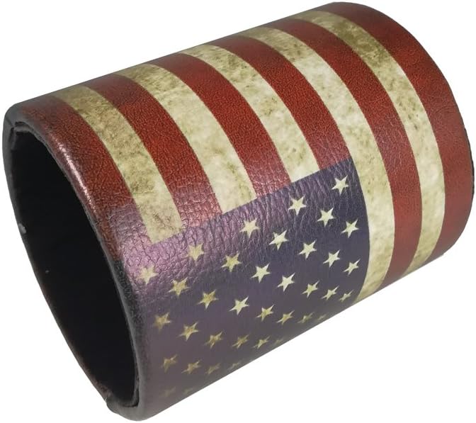 DreamsEden Vintage Pen Pencil Holder Cup Retro Pattern Desk Organizer for Home Office Bedroom (American flag Round)
