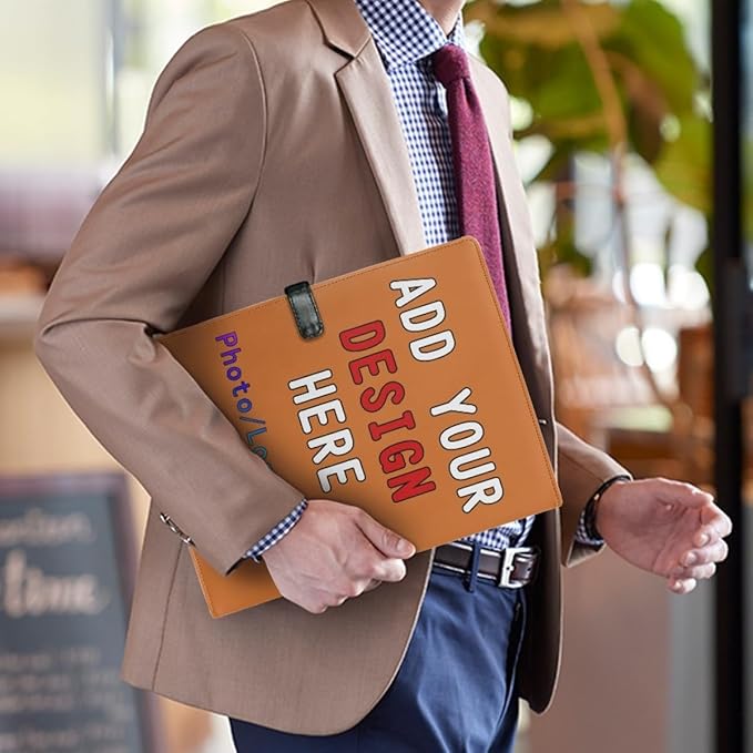 Personalized Padfolio with Logo Photo Name, Custom Business Portfolio Folder for A4 Clipboard Documents/Card Holder, Chocolate